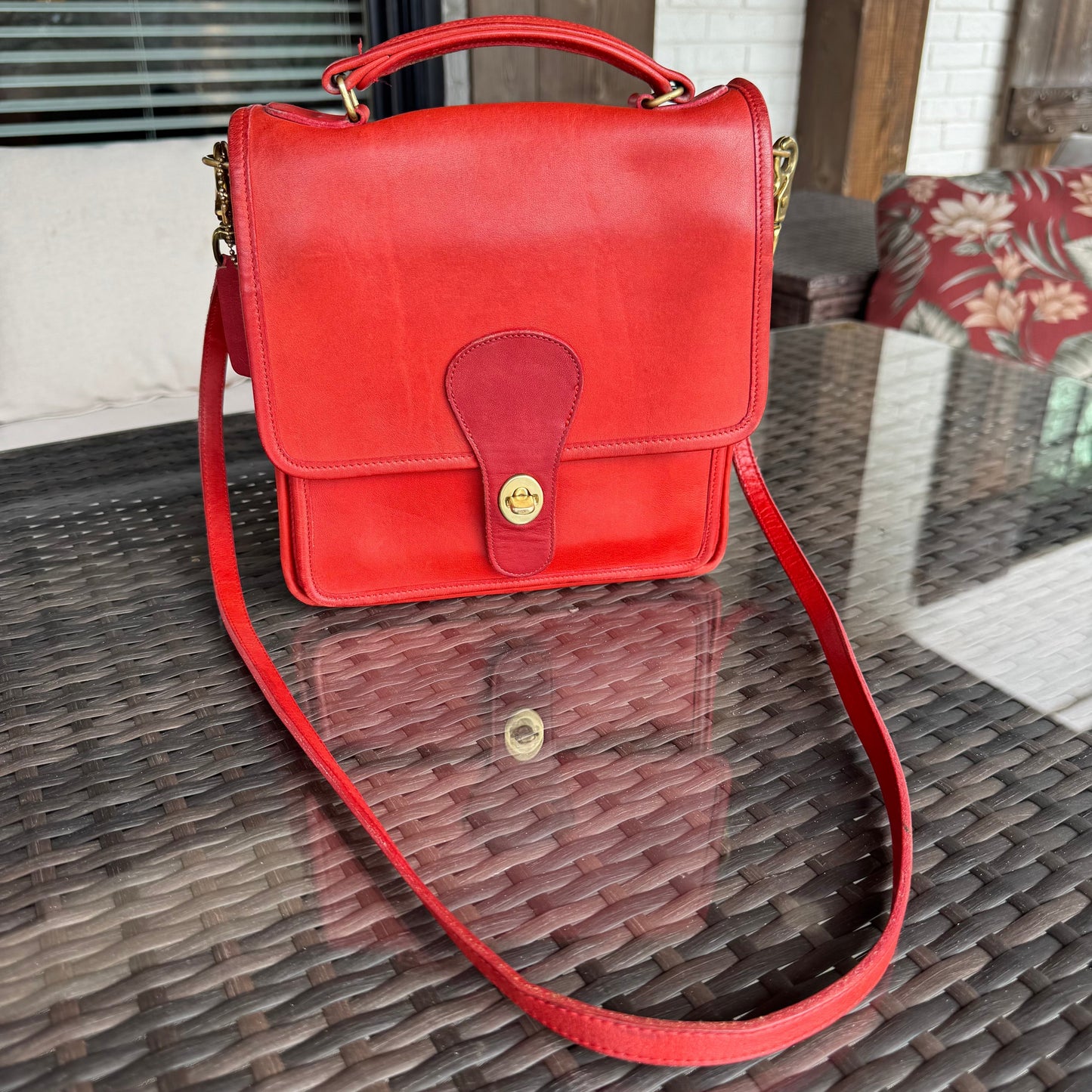 Vintage Coach Red Station Bag 5130
