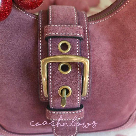 Y2K Vintage Coach Maroon Suede Small Shoulder Bag