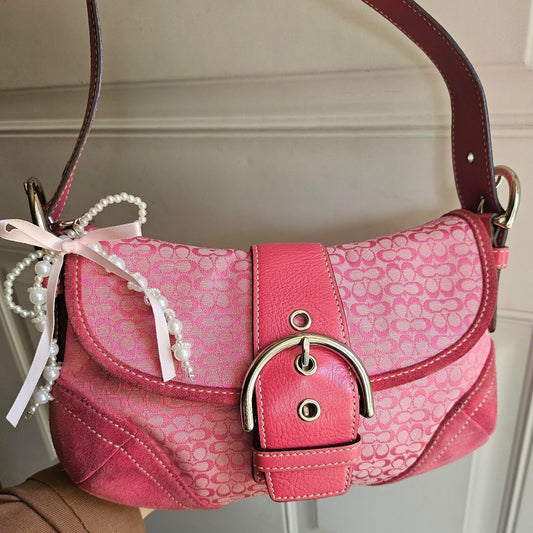 Vintage Coach Mini Soho Buckle Flap Pink Shoulder Purse