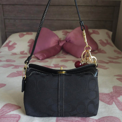 Bundle Of 2 Vintage Coach Y2K Brown Black Gold Hardware Signature Cs Mini Bag Shoulder Purse