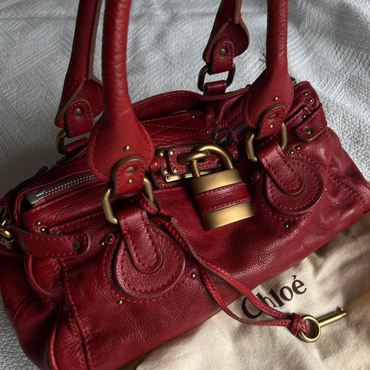 Gorgeous Red Chloe Paddington Bag With Gold Hardware