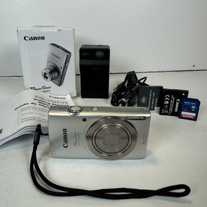 Canon Powershot Elph 180 20Mp Digital Camera Silver Mint Euc